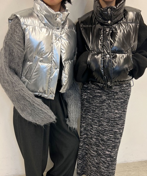 WEGO（ウィゴー）の「WEGO/シャイニーショートパデッドベスト（ダウンベスト・レディース・ブラック/シルバー・FREE）」の11枚目の写真