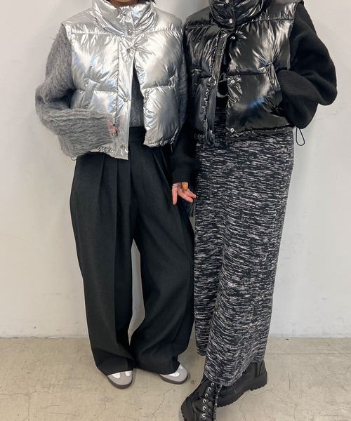 WEGO（ウィゴー）の「WEGO/シャイニーショートパデッドベスト（ダウンベスト・レディース・ブラック/シルバー・FREE）」の5枚目の写真