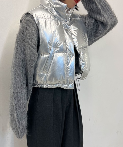 WEGO（ウィゴー）の「WEGO/シャイニーショートパデッドベスト（ダウンベスト・レディース・ブラック/シルバー・FREE）」の12枚目の写真