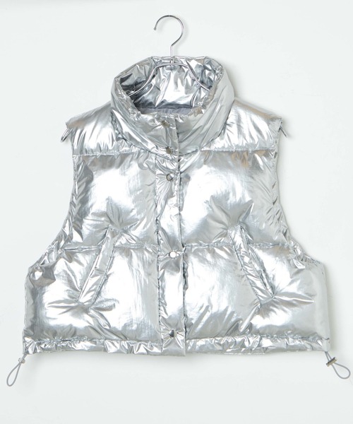 WEGO（ウィゴー）の「WEGO/シャイニーショートパデッドベスト（ダウンベスト・レディース・ブラック/シルバー・FREE）」の14枚目の写真