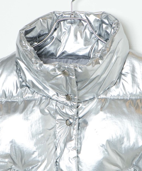 WEGO（ウィゴー）の「WEGO/シャイニーショートパデッドベスト（ダウンベスト・レディース・ブラック/シルバー・FREE）」の15枚目の写真