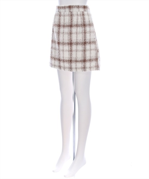 clear（クリア）の「×チェック柄ツイードミニスカート[セットアップ可能]（スカート・レディース・ホワイト×ブラック/ホワイト系その他/ブラック・SHORT/F）」の4枚目の写真