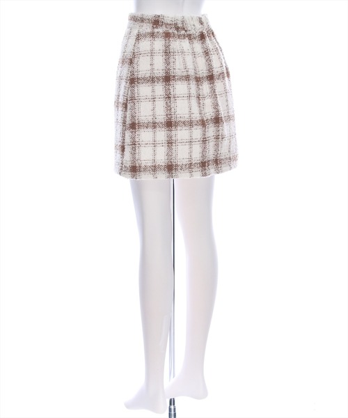 clear（クリア）の「×チェック柄ツイードミニスカート[セットアップ可能]（スカート・レディース・ホワイト×ブラック/ホワイト系その他/ブラック・SHORT/F）」の6枚目の写真