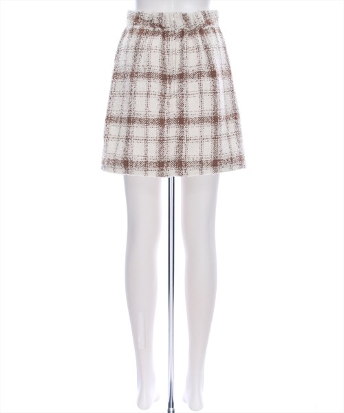 clear（クリア）の「×チェック柄ツイードミニスカート[セットアップ可能]（スカート・レディース・ホワイト×ブラック/ホワイト系その他/ブラック・SHORT/F）」の7枚目の写真