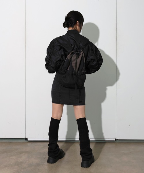 FOLLOWIN（フォロウィン）の「[UNISEX]3カラーストリングメッシュリュック（バックパック/リュック・レディース・グレー/ブラック/カーキ・ONE SIZE）」の8枚目の写真