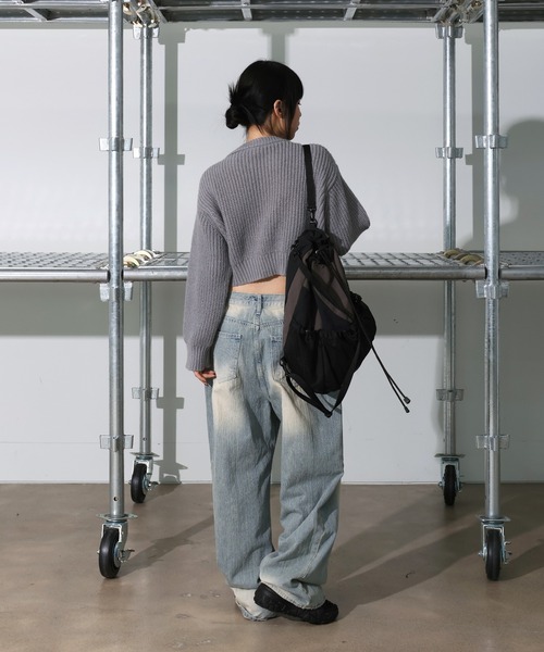 FOLLOWIN（フォロウィン）の「[UNISEX]3カラーストリングメッシュリュック（バックパック/リュック・レディース・グレー/ブラック/カーキ・ONE SIZE）」の15枚目の写真