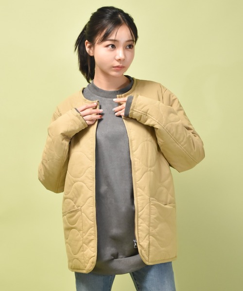 セール】インナー フェイクダウン ジャケット（ノーカラージャケット