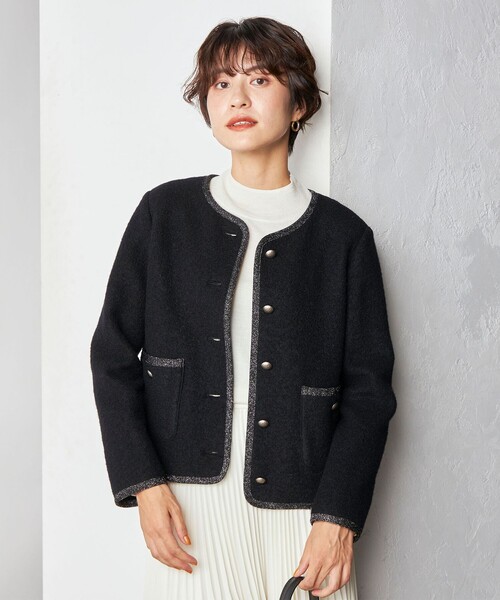 NOLLEY’S Sophi ブークレーカーデジャケット ノーカラージャケット NOLLEY'S Sophi（ノーリーズソフィ）の「ブークレーカーデ