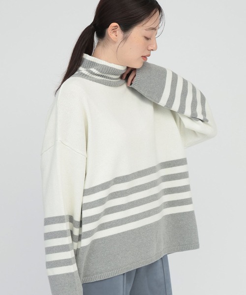 saloon（サルーン）の「SALOON(サルーン)/アソートタートルゆるニット【洗濯機洗い可】（ニット/セーター・レディース・ブラック/オフホワイト/グレー系その他/イエロー/ネイビー系/ベージュ系その他/ブラック系その他/ブルー/グリーン・FREE）」の4枚目の写真