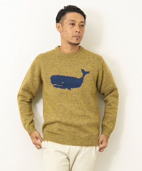NOLLEY'S goodman（ノーリーズグッドマン）の「クジラインターシャ クルーネックニット（ニット/セーター・メンズ・ネイビー/グレー/イエロー/ブルー/グレー系その他/ブルー系その他・S/M/L）」の7枚目の写真