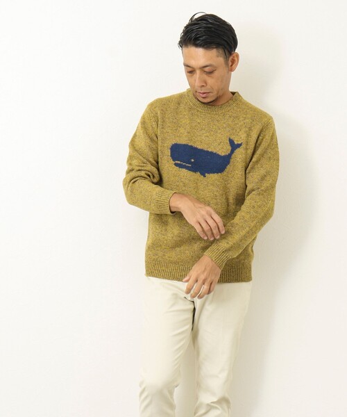 NOLLEY'S goodman（ノーリーズグッドマン）の「クジラインターシャ クルーネックニット（ニット/セーター・メンズ・ネイビー/グレー/イエロー/ブルー/グレー系その他/ブルー系その他・S/M/L）」の12枚目の写真