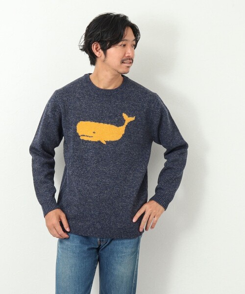 NOLLEY'S goodman（ノーリーズグッドマン）の「クジラインターシャ クルーネックニット（ニット/セーター・メンズ・ネイビー/グレー/イエロー/ブルー/グレー系その他/ブルー系その他・S/M/L）」の9枚目の写真