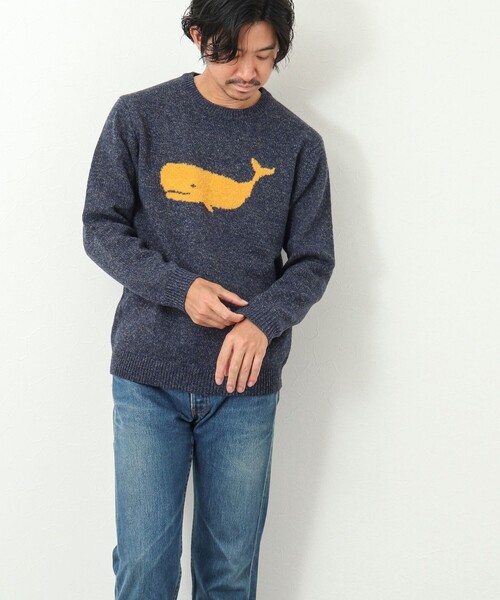 NOLLEY'S goodman（ノーリーズグッドマン）の「クジラインターシャ クルーネックニット（ニット/セーター・メンズ・ネイビー/グレー/イエロー/ブルー/グレー系その他/ブルー系その他・S/M/L）」の14枚目の写真