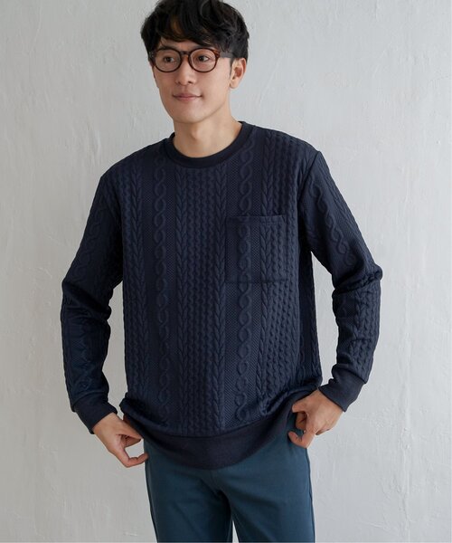 ikka(イッカ)の「【おっさんずラブ着用商品】ふくれジャカードクルーネックプルオーバー(スウェット・メンズ・ホワイト/ネイビー/ブルー・S/M/L/XL)」の12枚目の写真