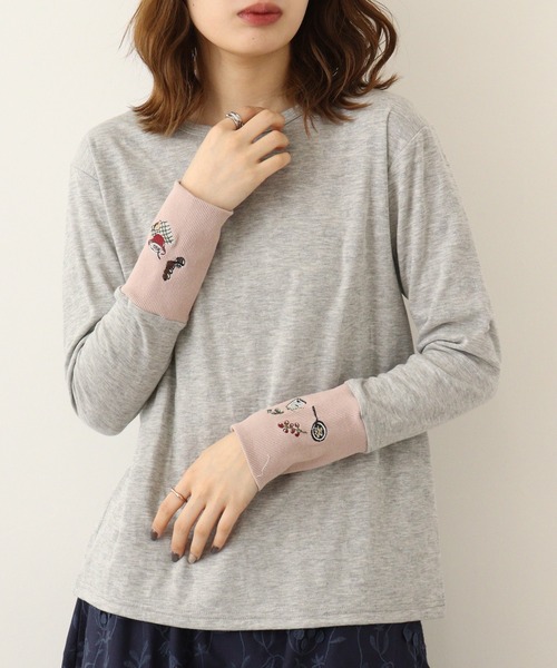 Emago（イマゴ）の「EMAGO 袖ﾘﾌﾞ切替えﾛﾝｸﾞｽﾘｰﾌﾞ（Tシャツ