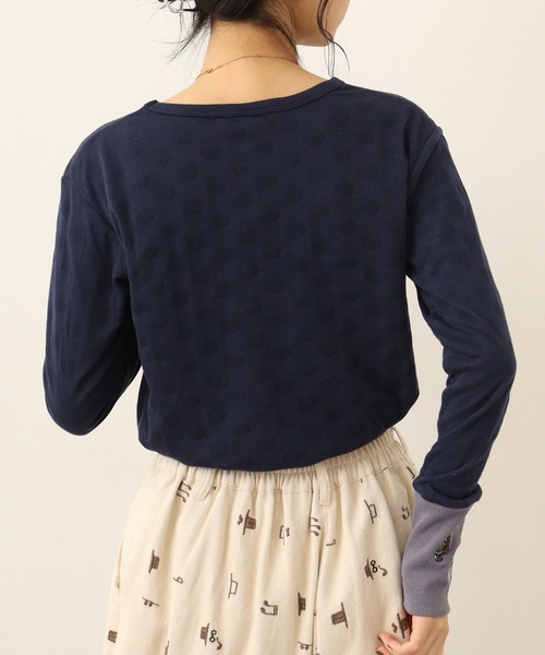Emago(イマゴ)の「EMAGO 袖リブ切替えロングスリーブ(Tシャツ/カットソー・レディース・アイボリー/グリーン/ネイビー/杢グレー・FREE)」の20枚目の写真