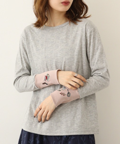 Emago(イマゴ)の「EMAGO 袖リブ切替えロングスリーブ(Tシャツ/カットソー・レディース・アイボリー/グリーン/ネイビー/杢グレー・FREE)」の13枚目の写真