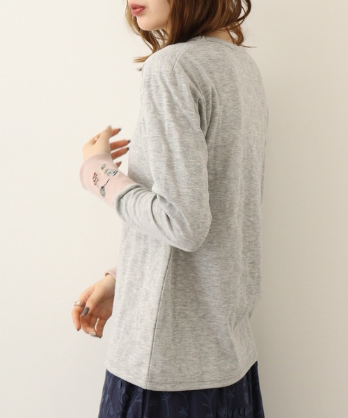 Emago(イマゴ)の「EMAGO 袖リブ切替えロングスリーブ(Tシャツ/カットソー・レディース・アイボリー/グリーン/ネイビー/杢グレー・FREE)」の14枚目の写真