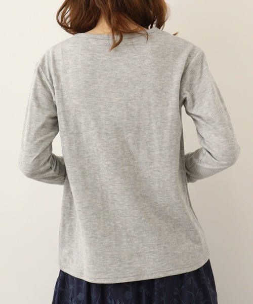 Emago(イマゴ)の「EMAGO 袖リブ切替えロングスリーブ(Tシャツ/カットソー・レディース・アイボリー/グリーン/ネイビー/杢グレー・FREE)」の16枚目の写真