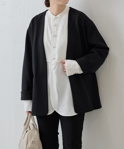 BEARDSLEY（ビアズリー）の「《LIVETART》袖ボリュームパフパールボタンシャツ（シャツ/ブラウス・レディース・ホワイト/ブルー・FREE）」の12枚目の写真