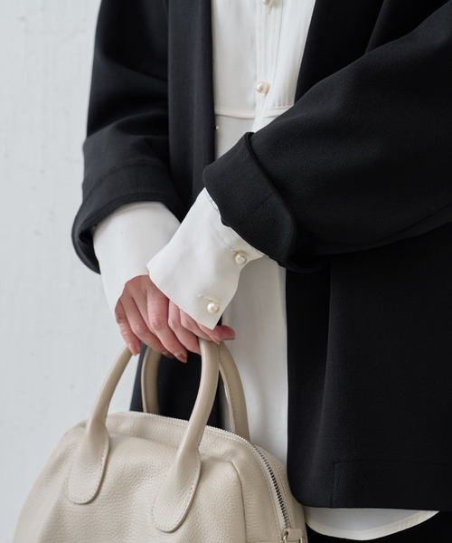 BEARDSLEY（ビアズリー）の「《LIVETART》袖ボリュームパフパールボタンシャツ（シャツ/ブラウス・レディース・ホワイト/ブルー・FREE）」の13枚目の写真