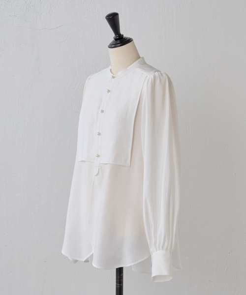 BEARDSLEY（ビアズリー）の「《LIVETART》袖ボリュームパフパールボタンシャツ（シャツ/ブラウス・レディース・ホワイト/ブルー・FREE）」の15枚目の写真