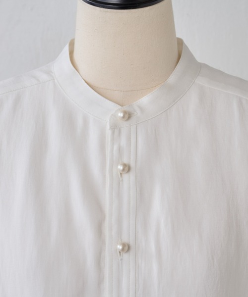 BEARDSLEY（ビアズリー）の「《LIVETART》袖ボリュームパフパールボタンシャツ（シャツ/ブラウス・レディース・ホワイト/ブルー・FREE）」の19枚目の写真