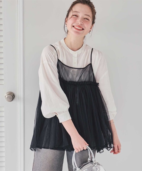 titivate（ティティベイト）の「ボリュームチュールキャミソールトップス（Tシャツ/カットソー・レディース・ブラック/グレー/アイボリー・FREE）」の17枚目の写真