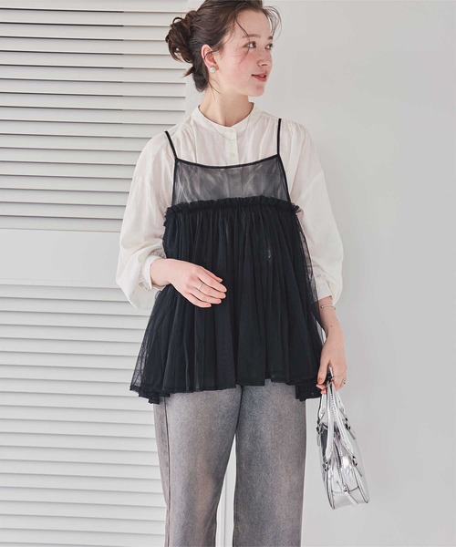 titivate（ティティベイト）の「ボリュームチュールキャミソールトップス（Tシャツ/カットソー・レディース・ブラック/グレー/アイボリー・FREE）」の18枚目の写真