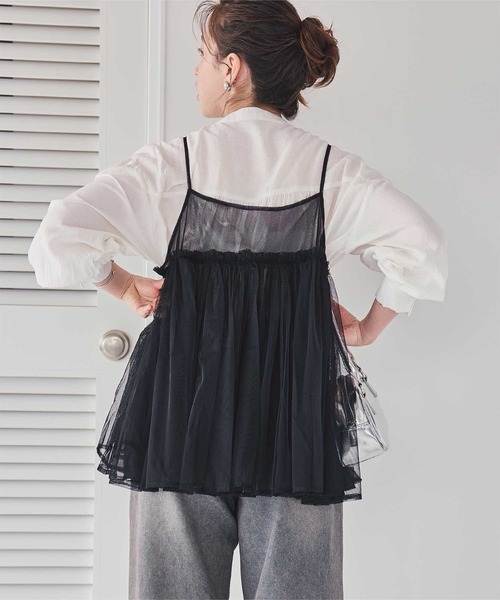 titivate（ティティベイト）の「ボリュームチュールキャミソールトップス（Tシャツ/カットソー・レディース・ブラック/グレー/アイボリー・FREE）」の19枚目の写真