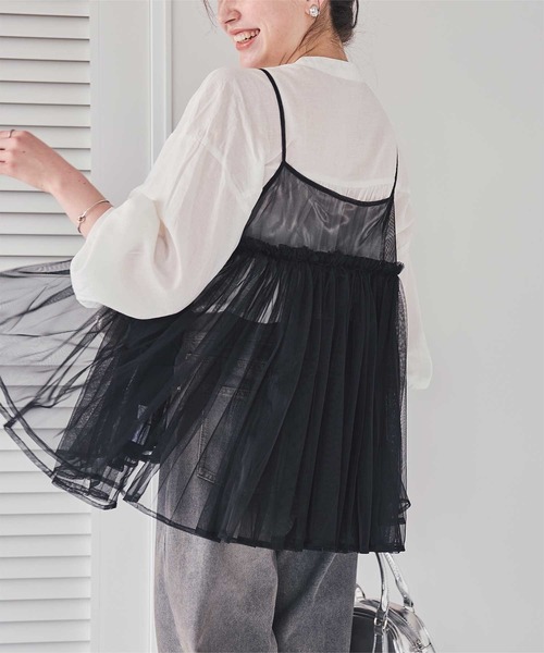 ボリュームチュールキャミソールトップス（Tシャツ/カットソー