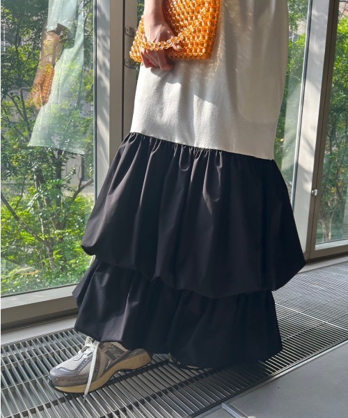 emmi(エミ)の「【emmi atelier】ドッキングTEEタフタワンピース(ワンピース・レディース・オフホワイト/ブルー/ブラック・0/1)」の15枚目の写真