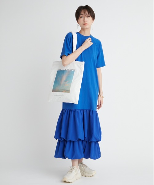 emmi(エミ)の「【emmi atelier】ドッキングTEEタフタワンピース(ワンピース・レディース・オフホワイト/ブルー/ブラック・0/1)」の7枚目の写真