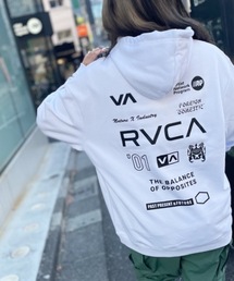 RVCA レディース 【AZUL】 RVCA×AZUL ALL BRAND RVCA HOODIE パーカー【2023年秋冬モデル】/ルーカレディース×AZULコラボデザインバッグブランドロゴプリントオーバーサイズプルオーバーフーディ