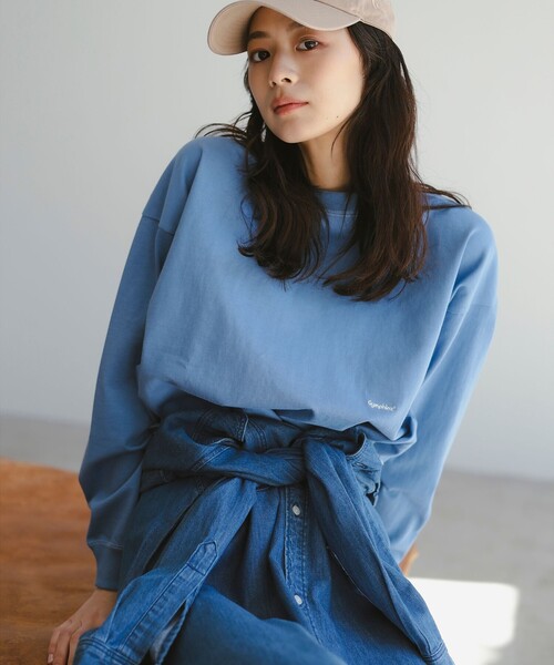 GYMPHLEX(ジムフレックス)の「GYMPHLEX / クルーネック ロングスリーブ Tシャツ(Tシャツ/カットソー・レディース・ネイビー/オフホワイト/ライトグレー/ライトブルー・X-SMALL)」の8枚目の写真