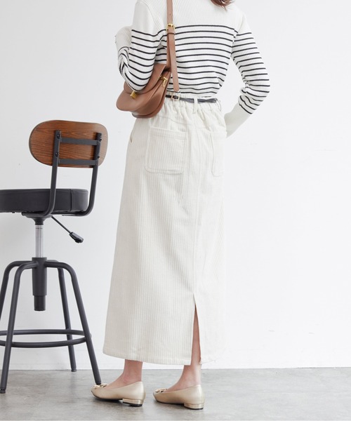Chez toi（シェトワ）の「コーデュロイロングスカート（スカート・レディース・チャコールグレー/アイボリー/キャメル・FREE）」の8枚目の写真