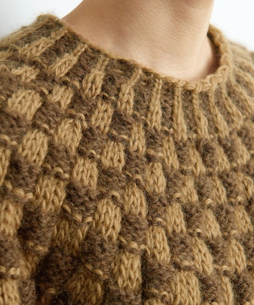 PAR ICI（パーリッシィ）の「ネパール手編み 格子柄求心プルオーバー（ニット/セーター・レディース・ベージュ/グリーン・FREE）」の15枚目の写真