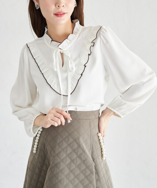 tocco closet(トッコ クローゼット)の「【ZOZO限定】ボウタイプチフリルブラウス(シャツ/ブラウス・レディース・オフホワイト・M)」の6枚目の写真