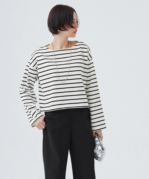 RASW（ラス）の「[RASW]綿100%ボーダークロップドロンT（Tシャツ/カットソー・レディース・ホワイト×ブラック・L/M）」の14枚目の写真