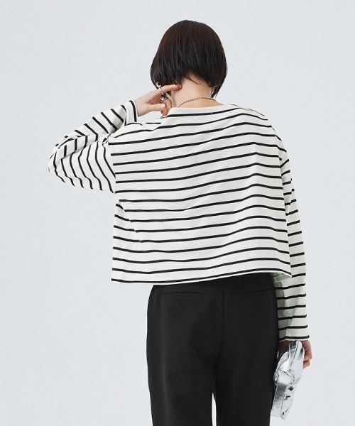 RASW（ラス）の「[RASW]綿100%ボーダークロップドロンT（Tシャツ/カットソー・レディース・ホワイト×ブラック・L/M）」の15枚目の写真