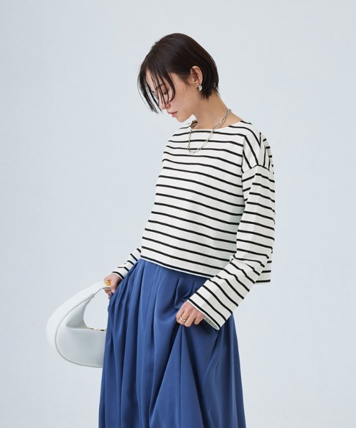 RASW（ラス）の「[RASW]綿100%ボーダークロップドロンT（Tシャツ/カットソー・レディース・ホワイト×ブラック・L/M）」の19枚目の写真