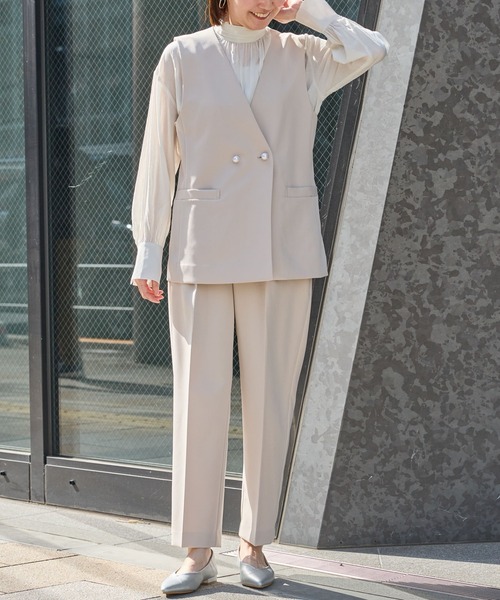 saloon(サルーン)の「SALOON(サルーン)/《再入荷》ツインクロスパンツ【オフィス/セレモニー/セットアップ可】(スラックス・レディース・ネイビー/アイボリー/ブラック・SMALL/MEDIUM)」の18枚目の写真