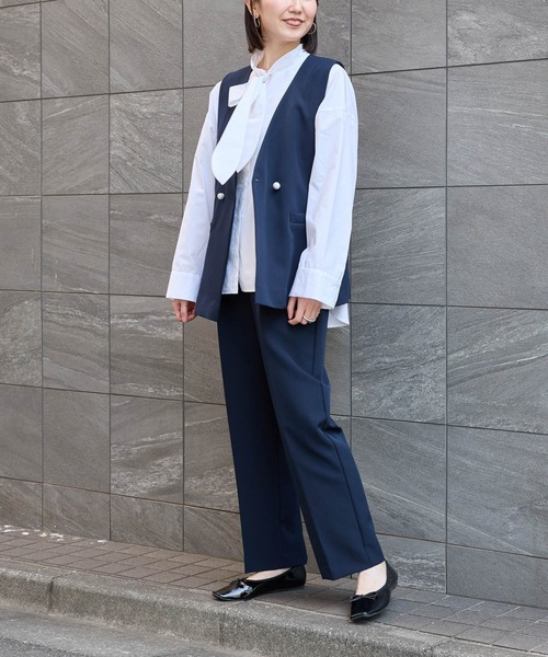 saloon(サルーン)の「SALOON(サルーン)/《再入荷》ツインクロスパンツ【オフィス/セレモニー/セットアップ可】(スラックス・レディース・ネイビー/アイボリー/ブラック・SMALL/MEDIUM)」の7枚目の写真