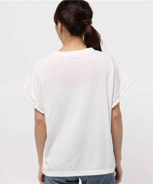 NATURAL BEAUTY BASIC（ナチュラルビューティーベーシック）の「フリンジスリーブカットソー（Tシャツ/カットソー・レディース・カーキ/ホワイト系その他/ネイビー/ブラック・MEDIUM）」の7枚目の写真