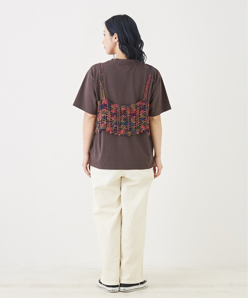 CUBE SUGAR（キューブシュガー）の「<2点SET>カギ針風ビスチェ付ロゴTシャツ（Tシャツ/カットソー・レディース・スミクロ/ライトイエロー/トップグレー/ホワイト・M）」の15枚目の写真