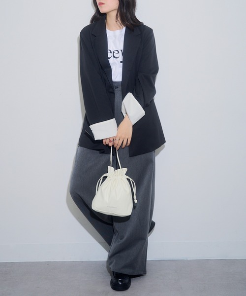 SETUP7（セットアップセブン）の「【SETUP7】SPECIAL PU DRAWSTRINGS BAG　巾着バッグ　スマホショルダー（ショルダーバッグ・レディース・ホワイト/ゴールド/ブラック/シルバー・FREE）」の7枚目の写真