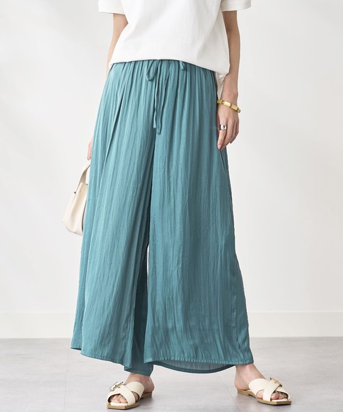 セール】上品サテン素材ワイドパンツ股下60cm（その他パンツ