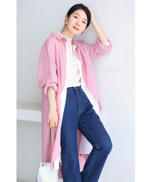cawaii(カワイイ)の「2wayスリーブの重なるデザインシャツチュニック(チュニック・レディース・ピンク・FREE)」の3枚目の写真