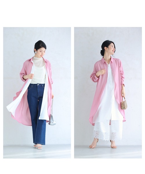 cawaii(カワイイ)の「2wayスリーブの重なるデザインシャツチュニック(チュニック・レディース・ピンク・FREE)」の10枚目の写真