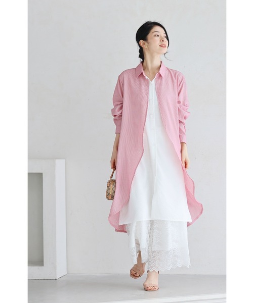 cawaii(カワイイ)の「2wayスリーブの重なるデザインシャツチュニック(チュニック・レディース・ピンク・FREE)」の18枚目の写真